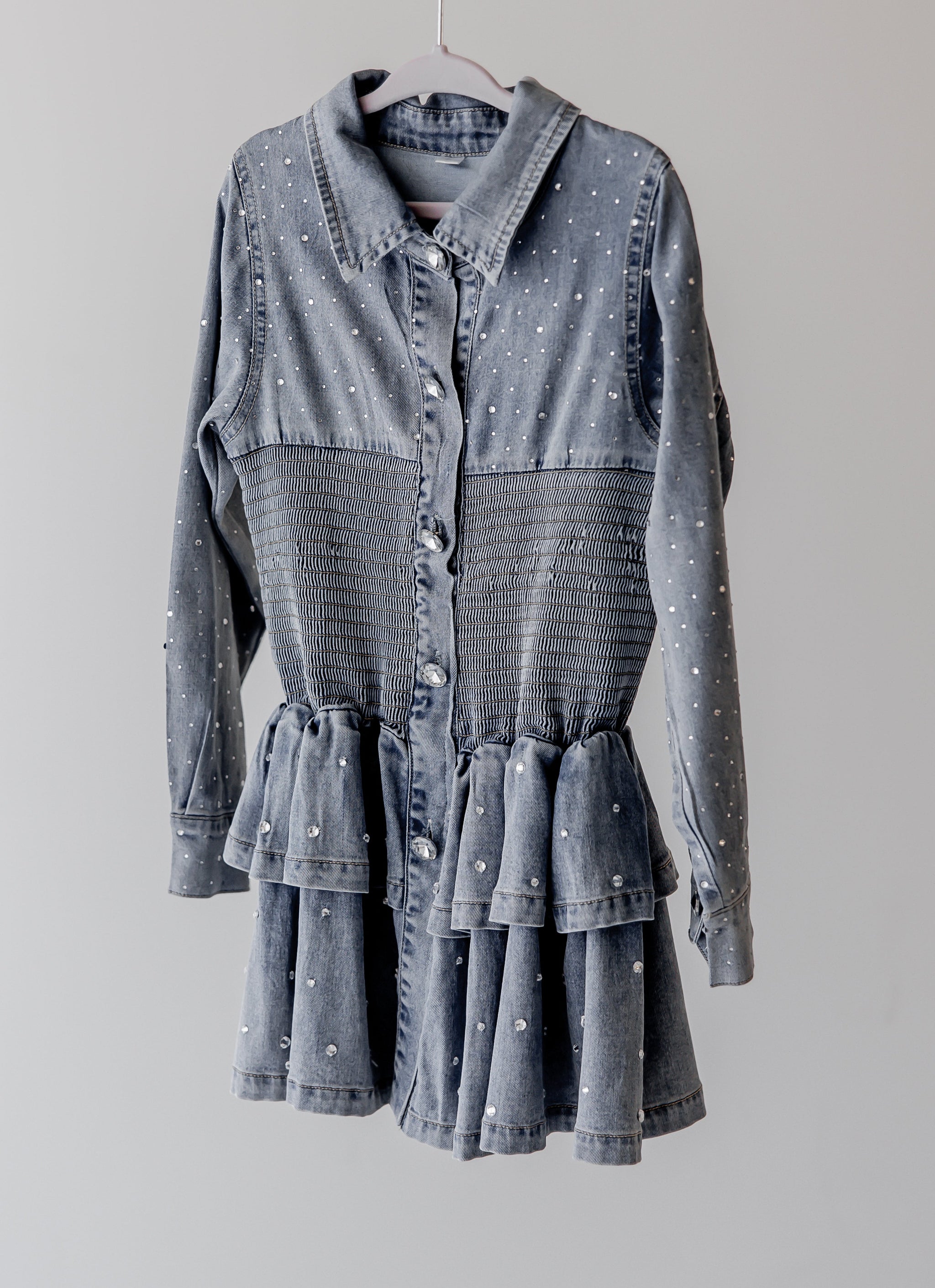 Sparkle & Smock Denim Dress