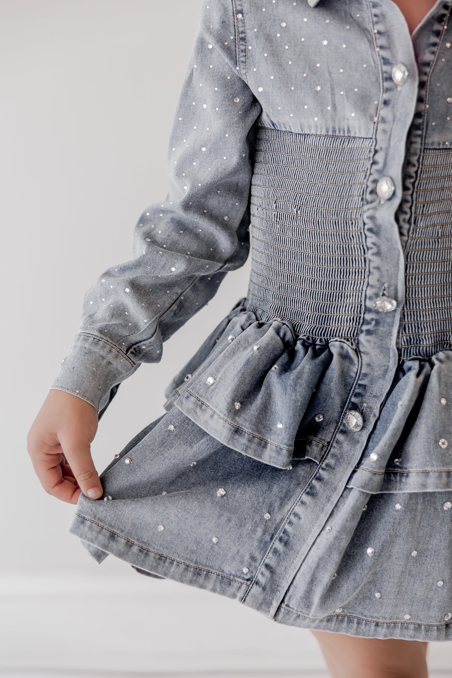 Sparkle & Smock Denim Dress
