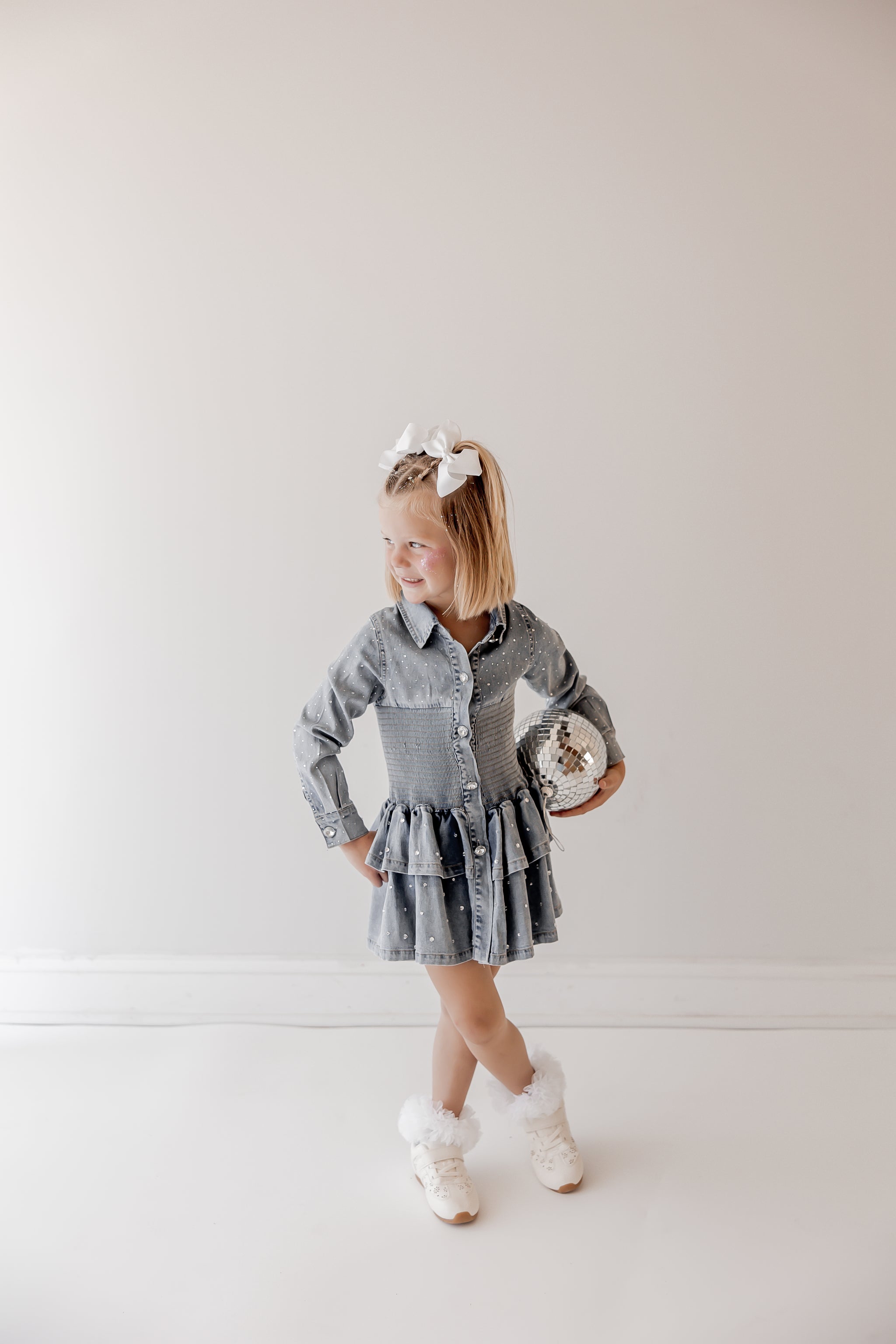 Sparkle & Smock Denim Dress